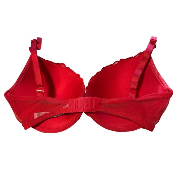 Victoria Secret | Red Push Up Bra Floral Lace Adjustable Straps Size 32DD - Picture 4 of 5